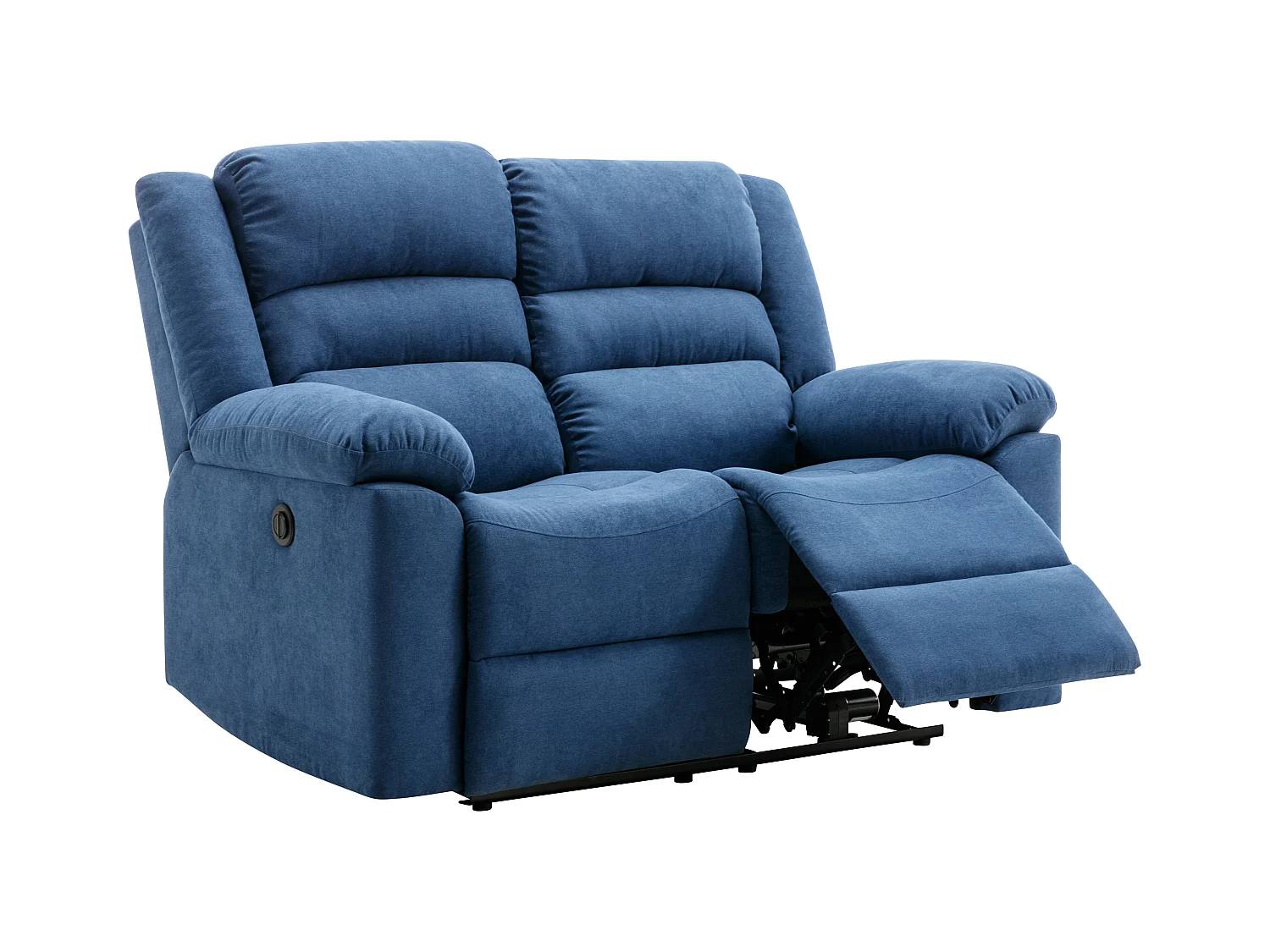 Canapé 2 places relax électrique en tissu bleu BUROLO