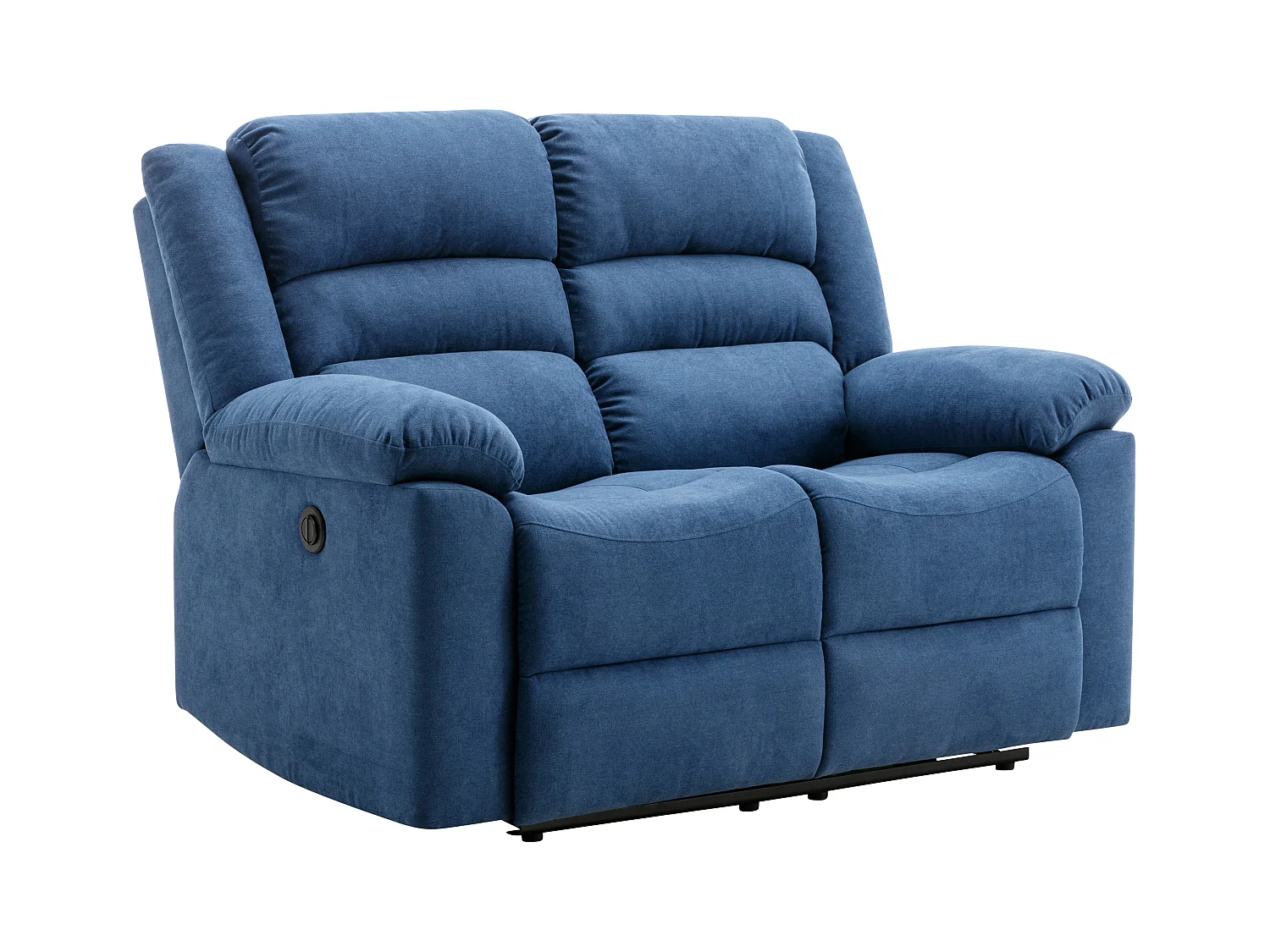 Canapé 2 places relax électrique en tissu bleu BUROLO