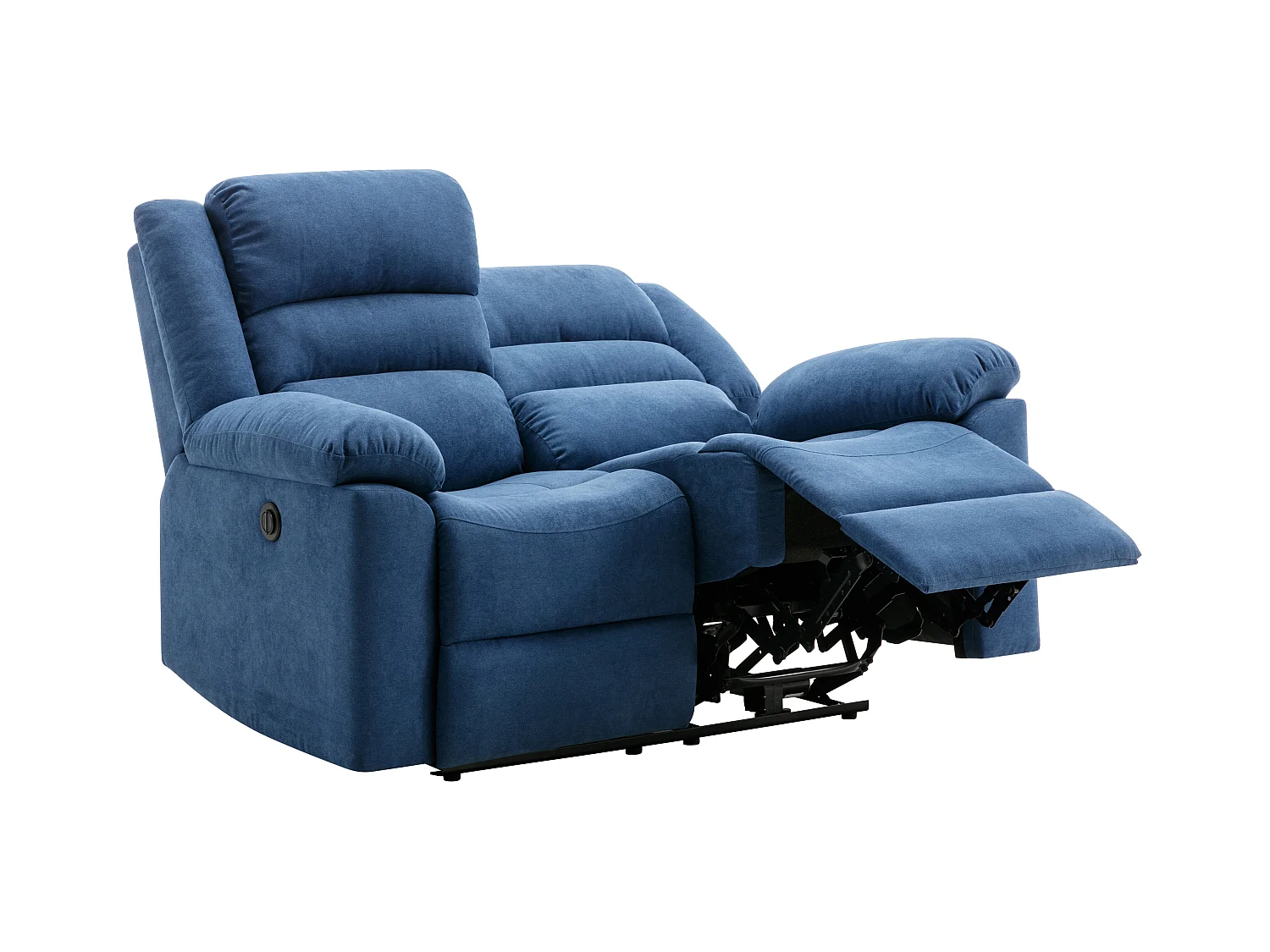 2-personers elektrisk recliner sofa i blåt stof BUROLO