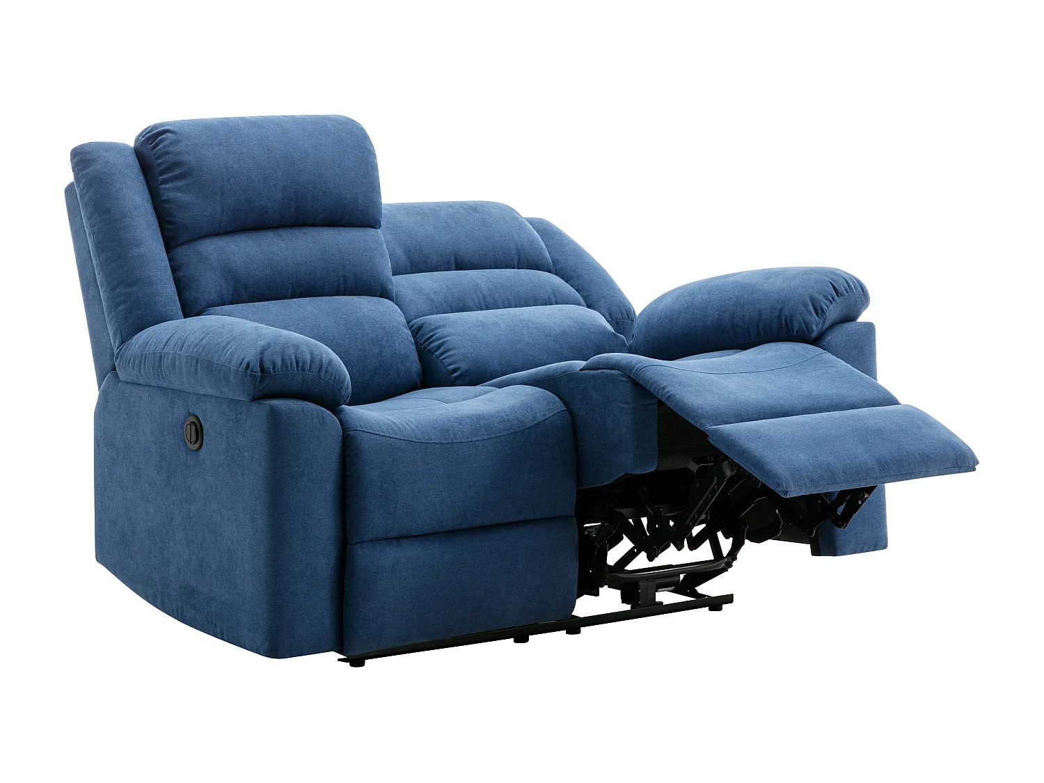 2-sits elektrisk reclinersoffa i blått tyg BUROLO
