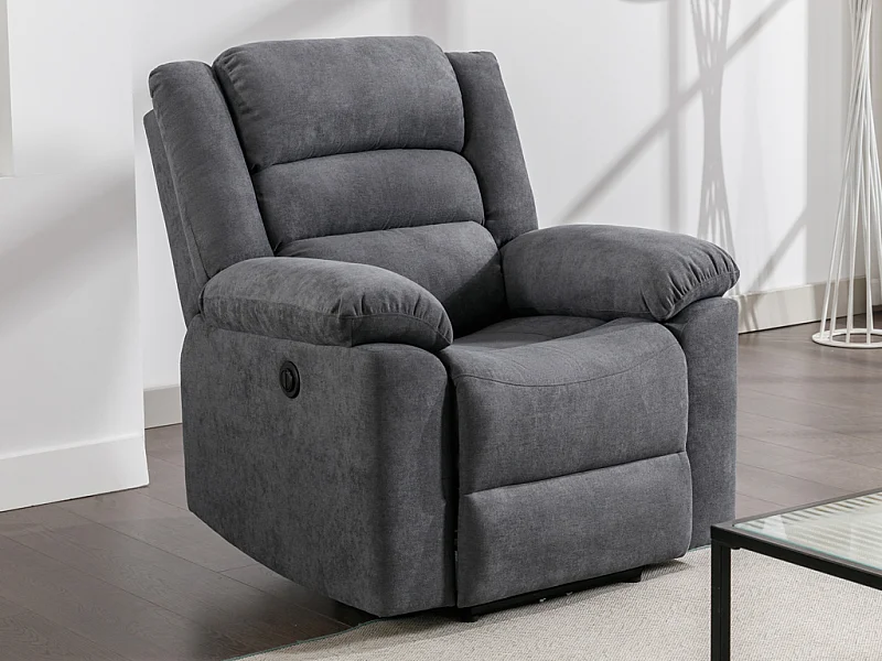 Fauteuil relax électrique en tissu gris BUROLO
