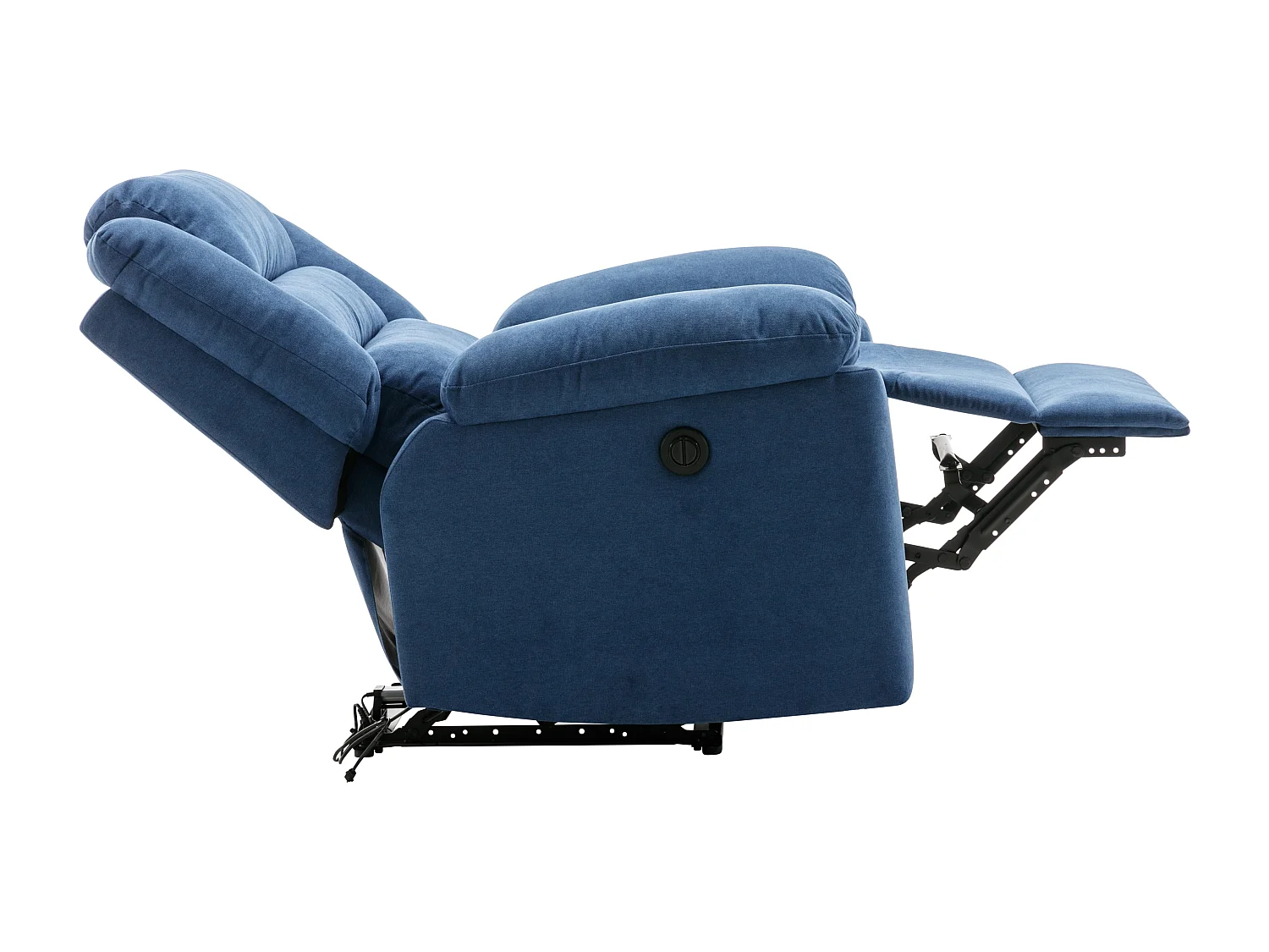 Elektrisk vilofåtölj i blått tyg BUROLO