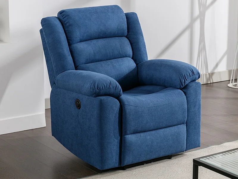 Fauteuil relax électrique en tissu bleu BUROLO