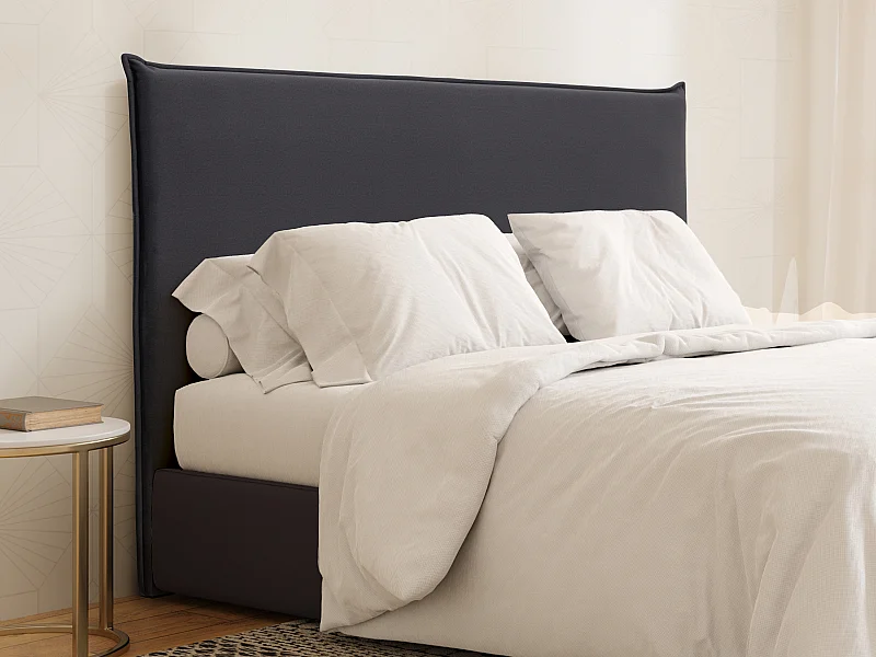 Tête de lit 180 cm - Velours - Gris anthracite - AMBRILIA
