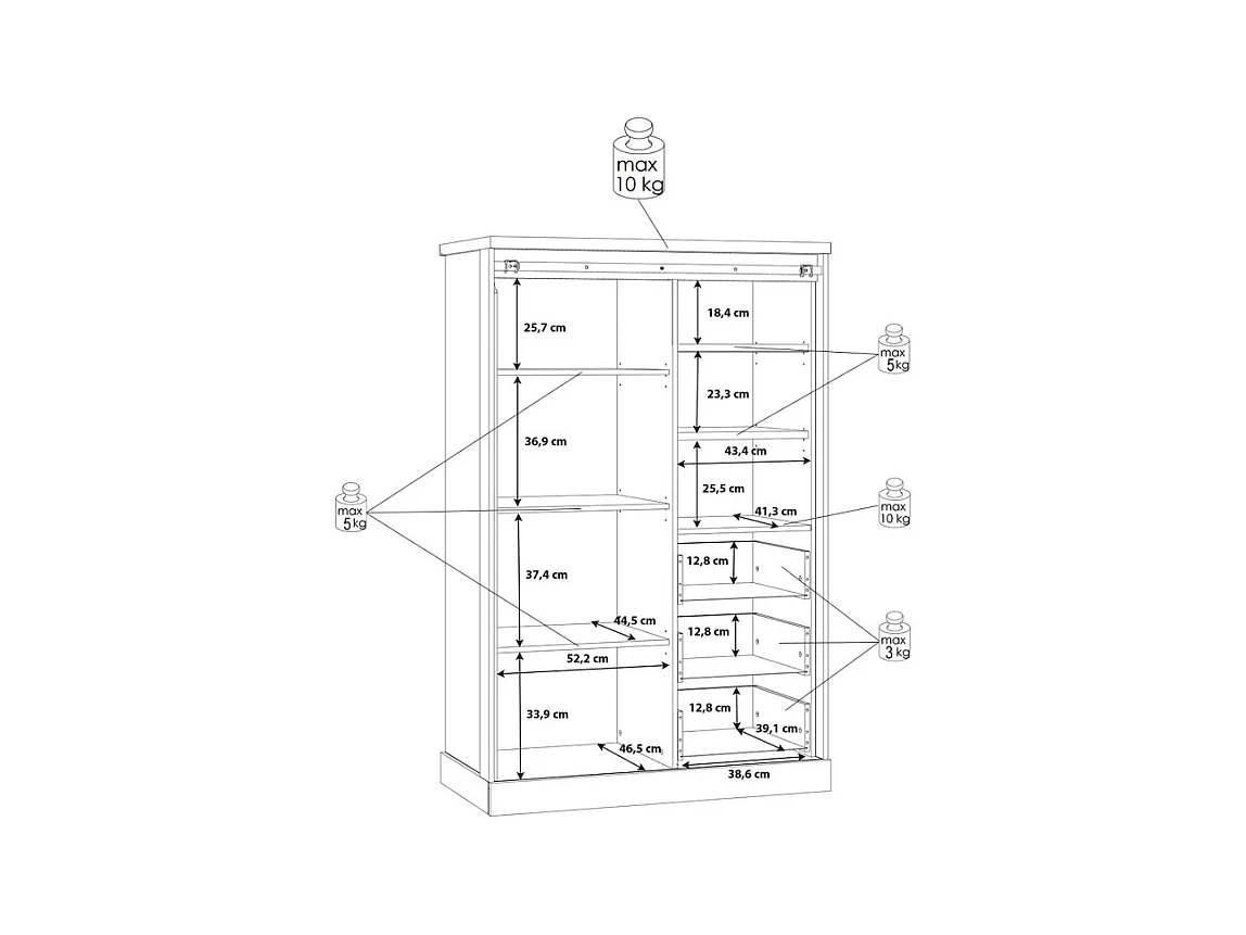 Buffet haut 1 porte 3 tiroirs décor chêne et noir éclairage LED - FARM