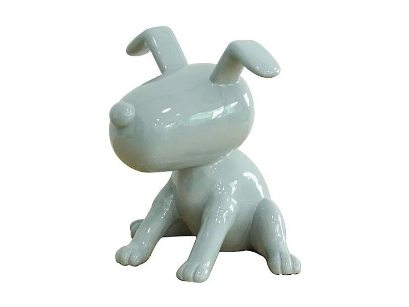 Statue chien assis avec peinture grise laquée H. 28 cm - GREY SNOOP