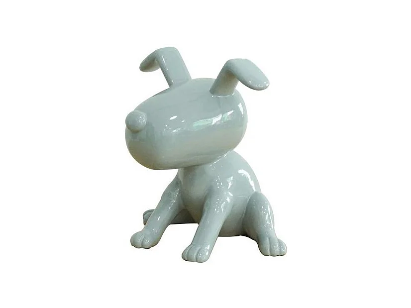 Statue chien assis avec peinture grise laquée H. 28 cm - GREY SNOOP