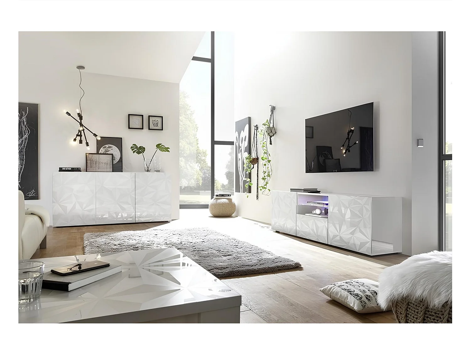 Salon complet Luther 3 éléments blanc