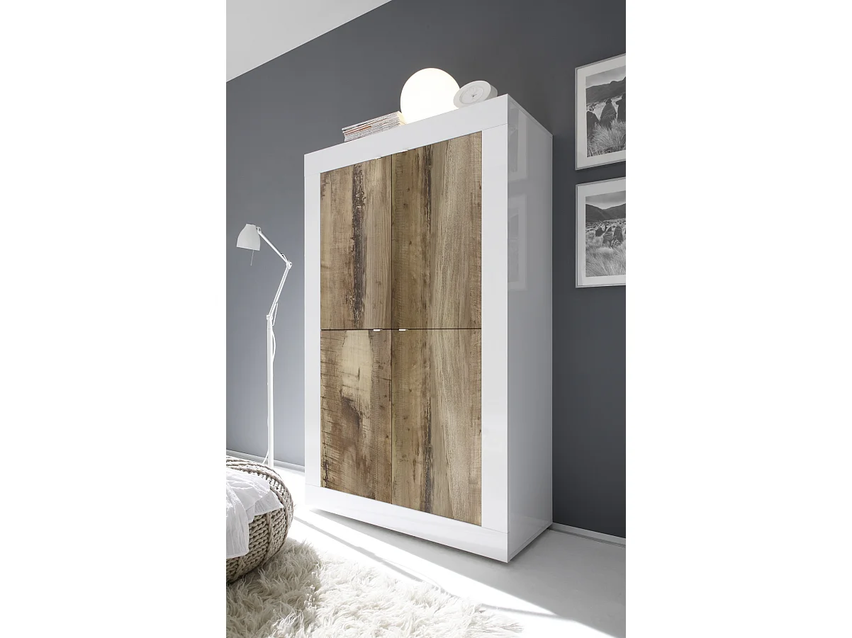 Salon complet BASIC blanc chêne péro - AVEC Buffet