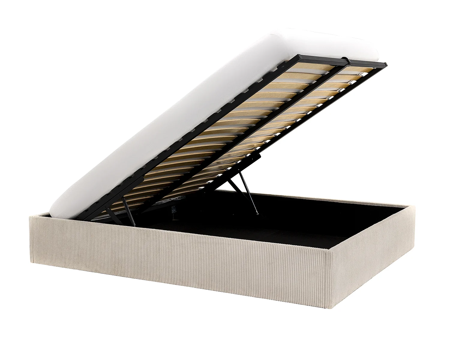 Sommier coffre 140 x 190 cm en velours côtelé - Crème - PONTOS de YSMÉE