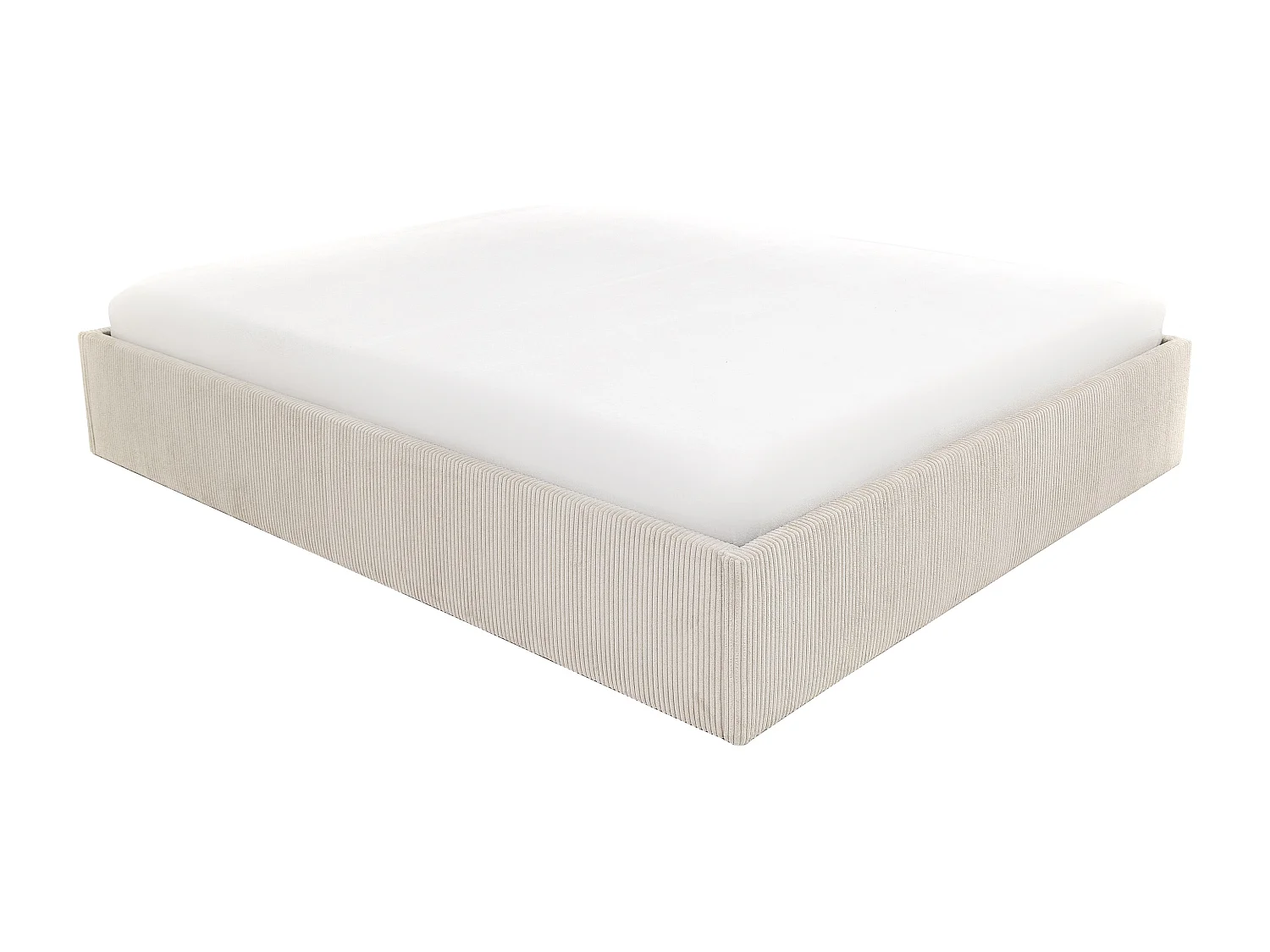 Sommier coffre 140 x 190 cm en velours côtelé - Crème - PONTOS de YSMÉE