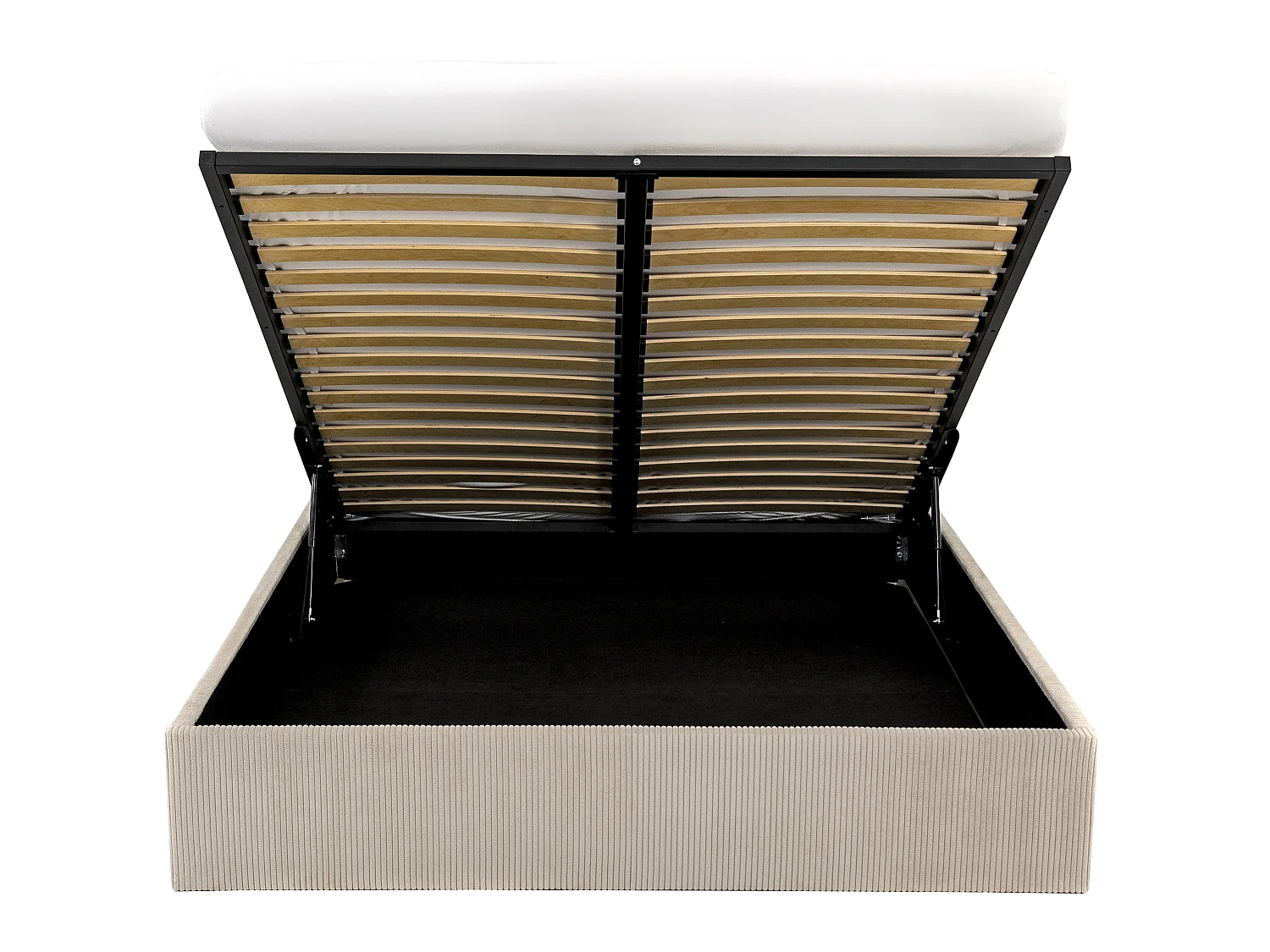 Sommier coffre 140 x 190 cm en velours côtelé - Crème - PONTOS de YSMÉE