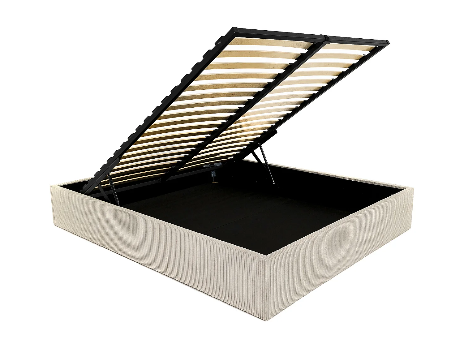 Sommier coffre 140 x 190 cm en velours côtelé - Crème - PONTOS de YSMÉE