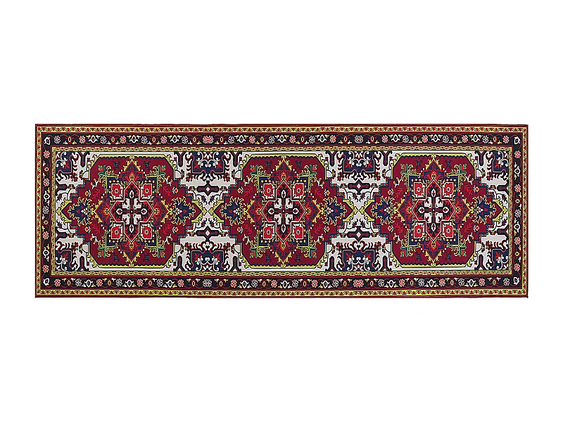Teppich Läufer bunt rot orientalisches Muster rutschfest 70 x 200 cm Colachel