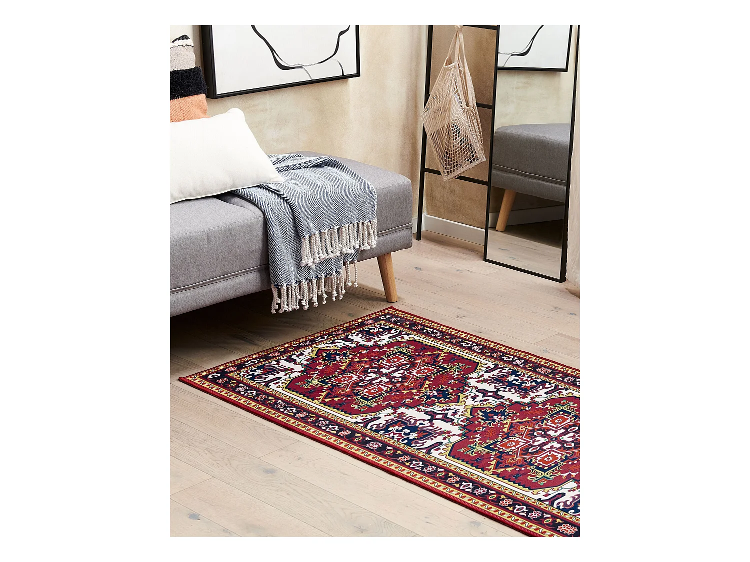 Teppich Läufer bunt rot orientalisches Muster rutschfest 70 x 200 cm Colachel