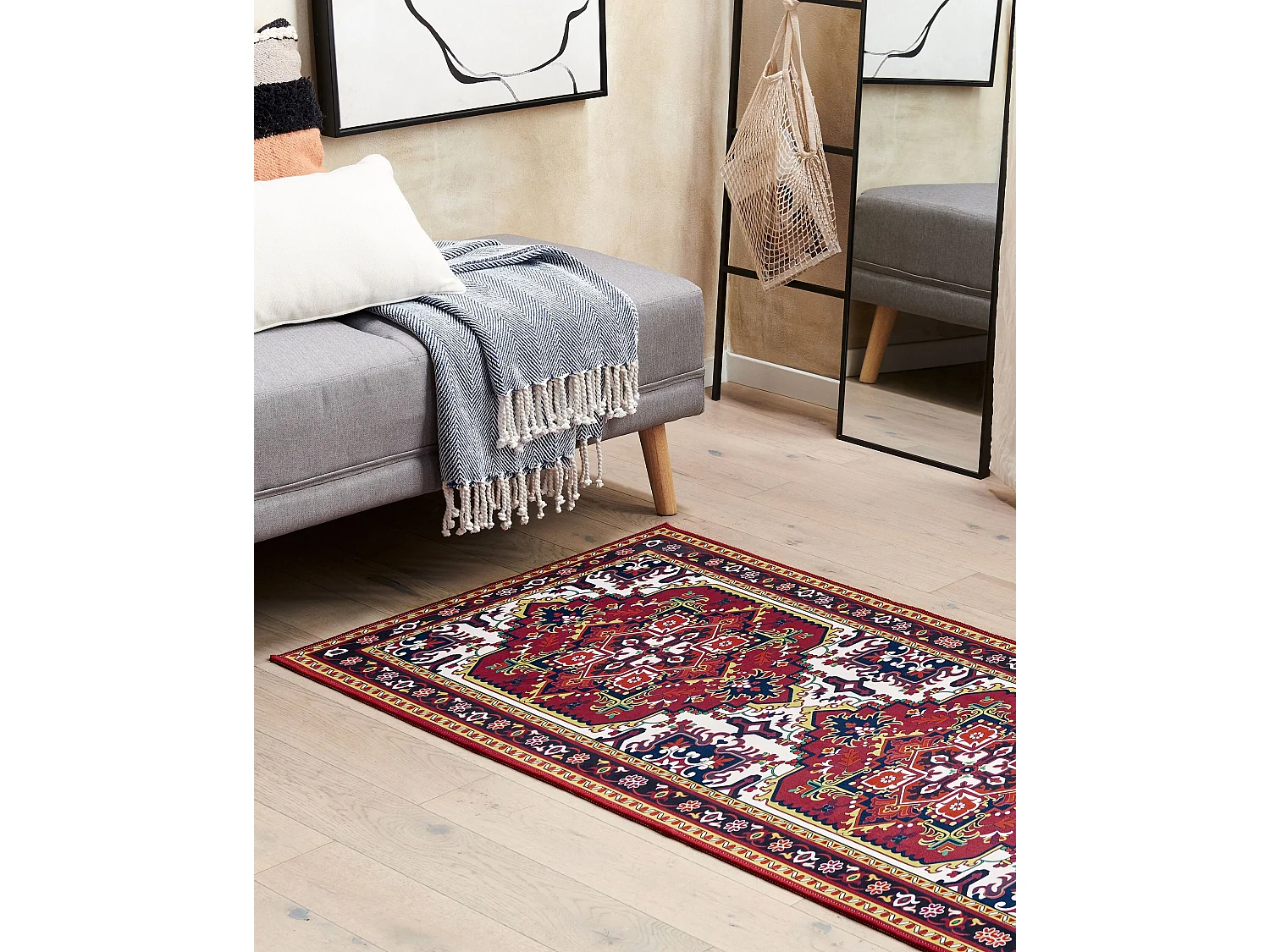 Teppich Läufer bunt rot orientalisches Muster rutschfest 70 x 200 cm Colachel