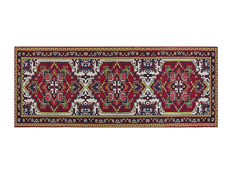 Teppich Läufer bunt rot orientalisches Muster rutschfest 80 x 200 cm Colachel