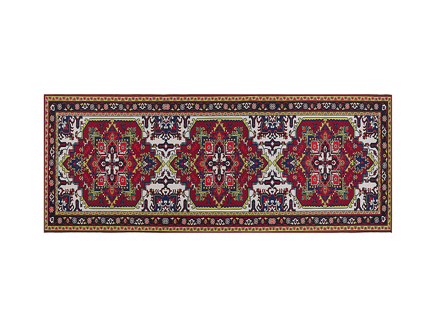 Teppich Läufer bunt rot orientalisches Muster rutschfest 80 x 200 cm Colachel