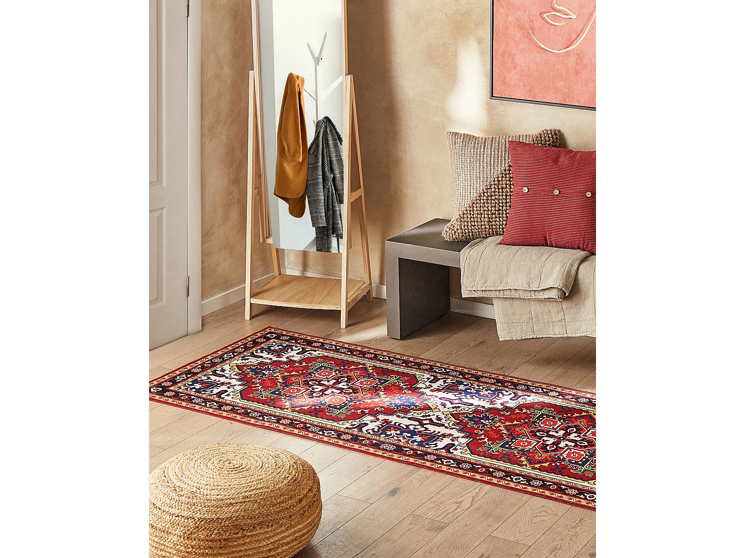 Vloerkleed polyester rood 80 x 300 cm COLACHEL