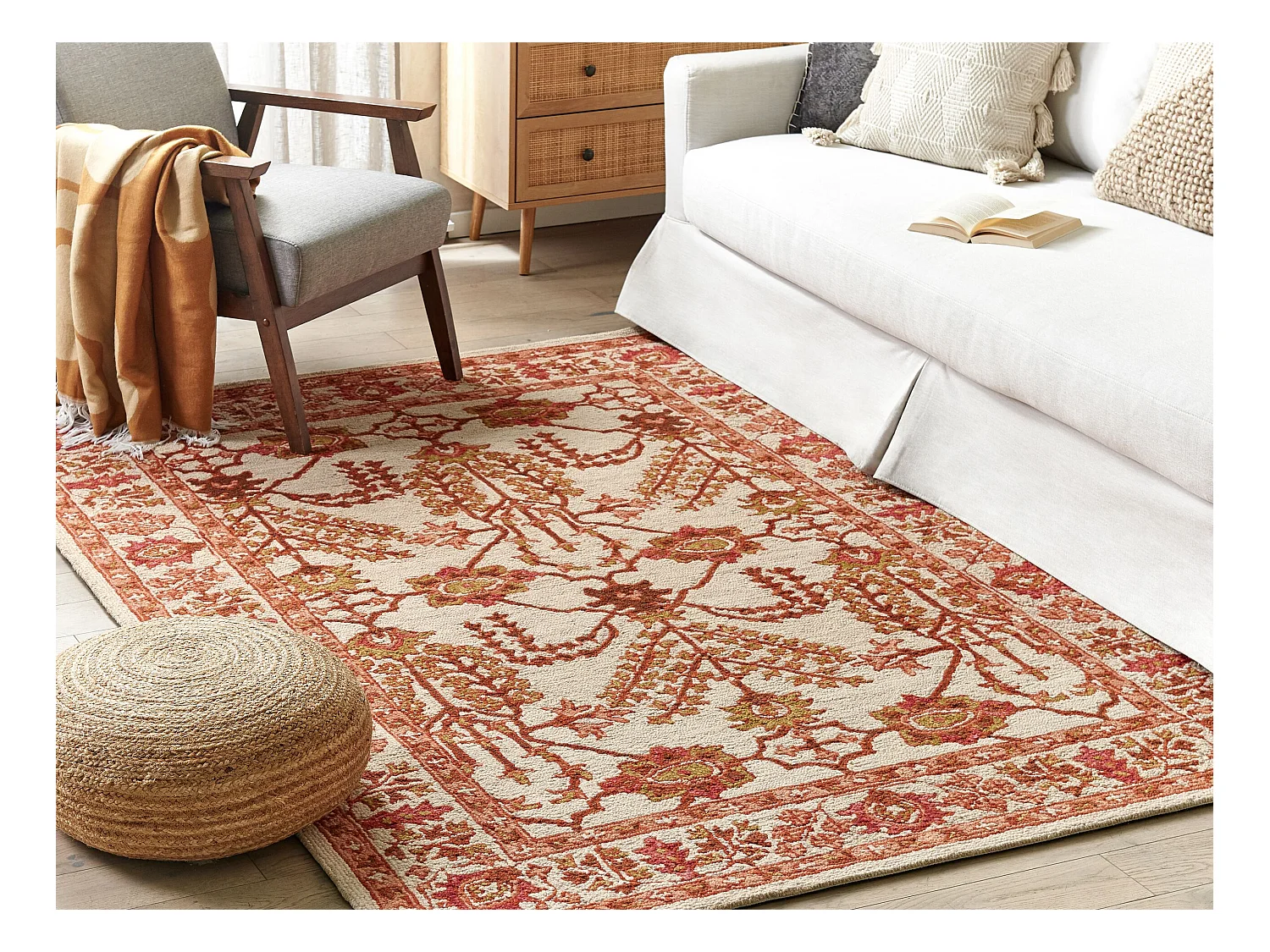 Tapis en laine 160 x 230 cm orange et beige ADILCEVAZ