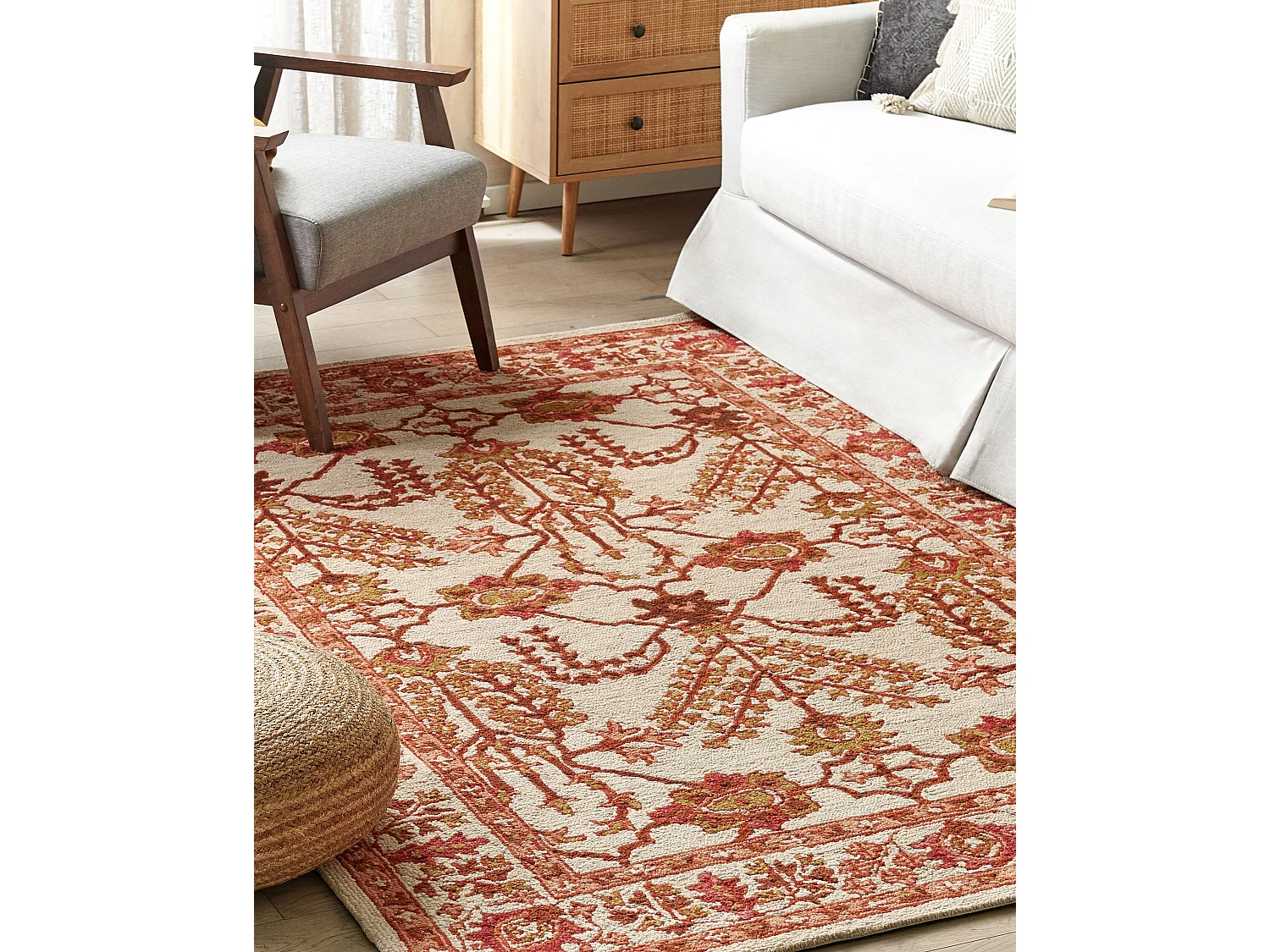 Tapis en laine 160 x 230 cm orange et beige ADILCEVAZ