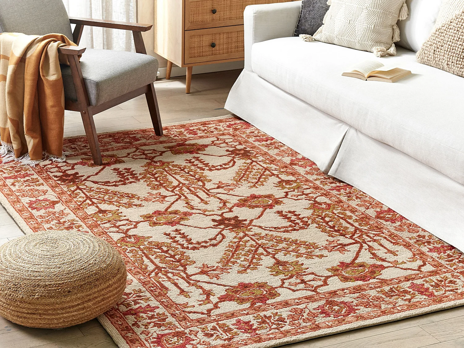 Tapis en laine 160 x 230 cm orange et beige ADILCEVAZ