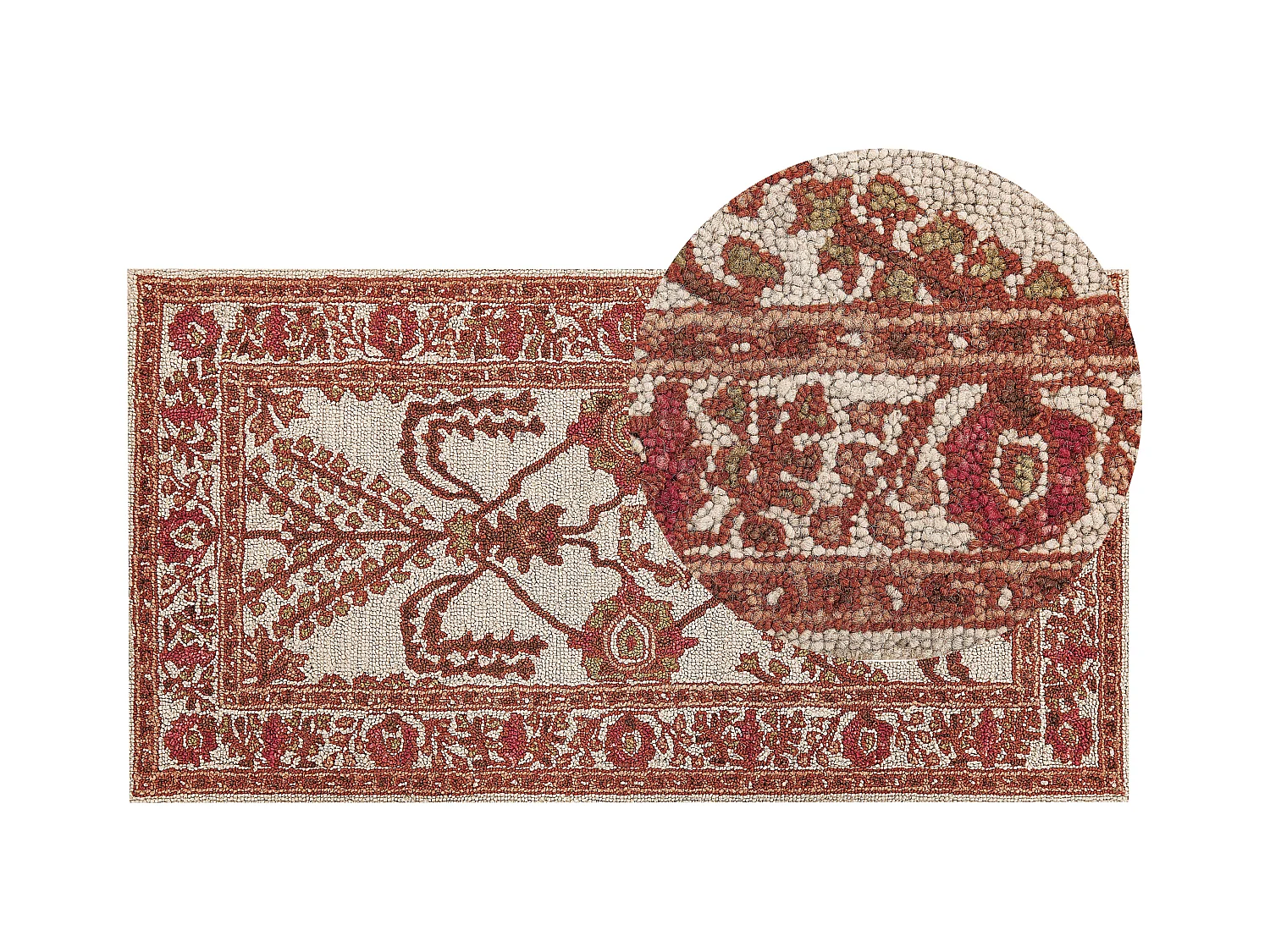 Teppich Wolle orange / beige orientalisches Muster 80x150 cm Vintage Adilcevaz