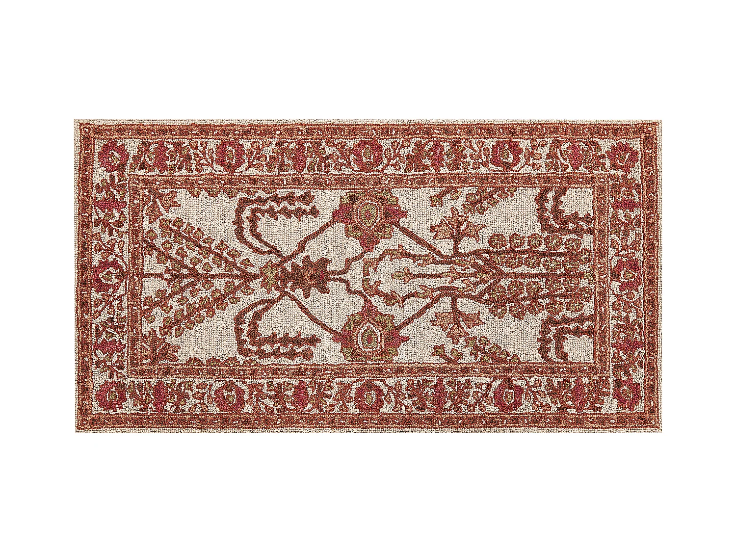Teppich Wolle orange / beige orientalisches Muster 80x150 cm Vintage Adilcevaz