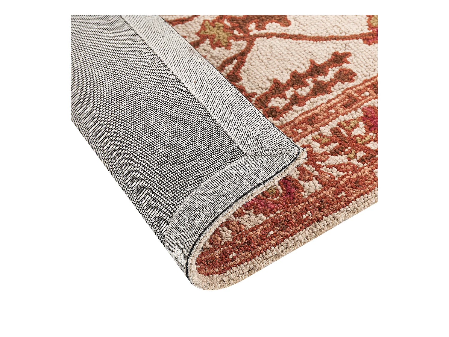 Teppich Wolle orange / beige orientalisches Muster 80x150 cm Vintage Adilcevaz