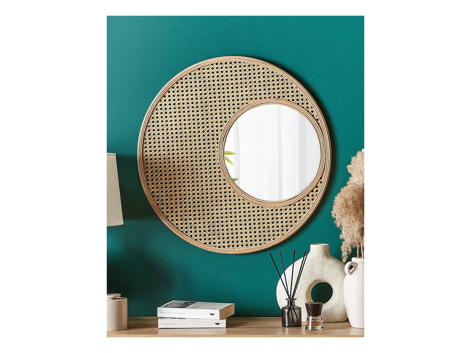 Wandspiegel PALAU 60 cm 60 cm Rotan Natuurlijk