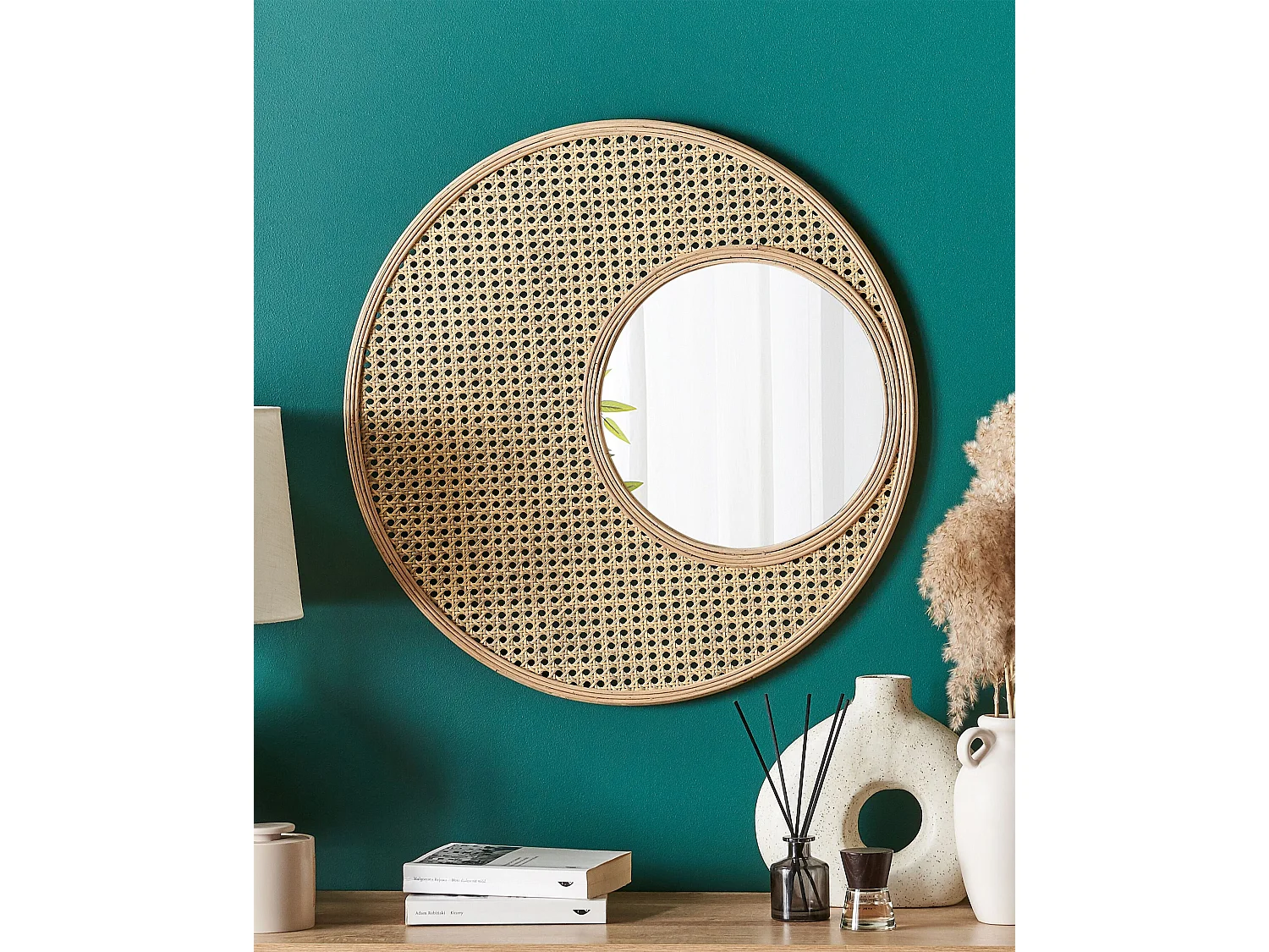 Wandspiegel PALAU 60 cm 60 cm Rotan Natuurlijk