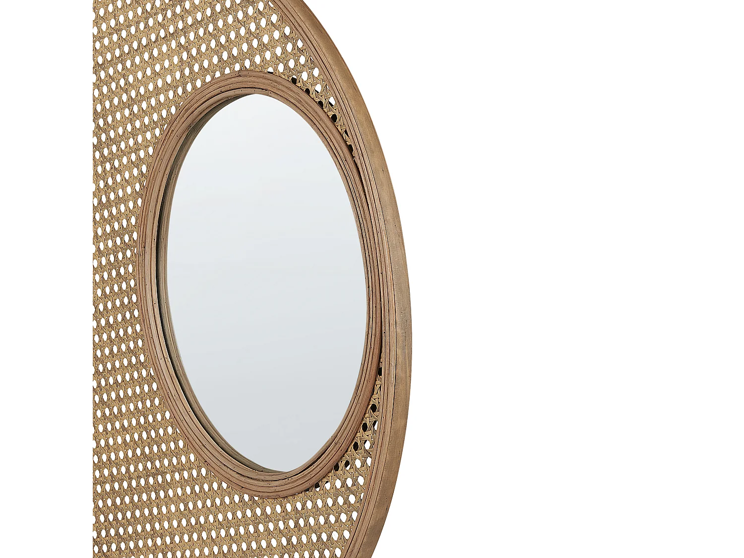 Moderner Wandspiegel Rattan natürlich ø 60 cm rund Palau