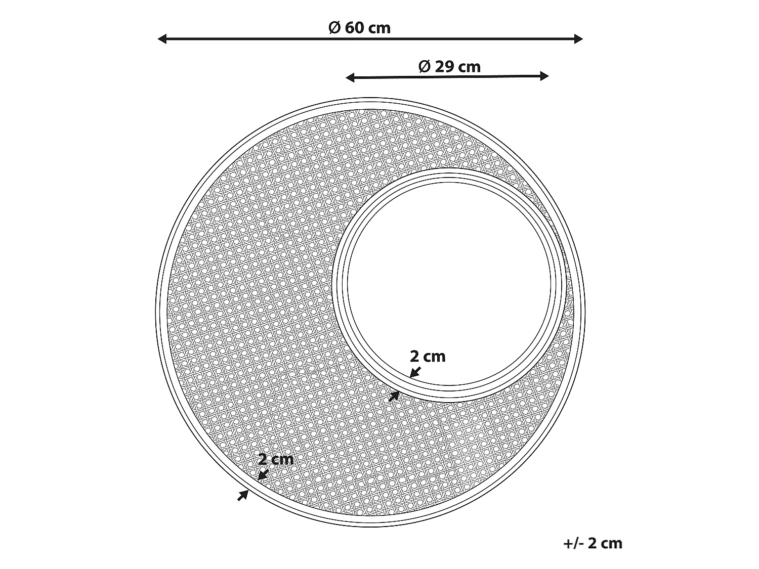 Wandspiegel PALAU 60 cm 60 cm Rotan Natuurlijk