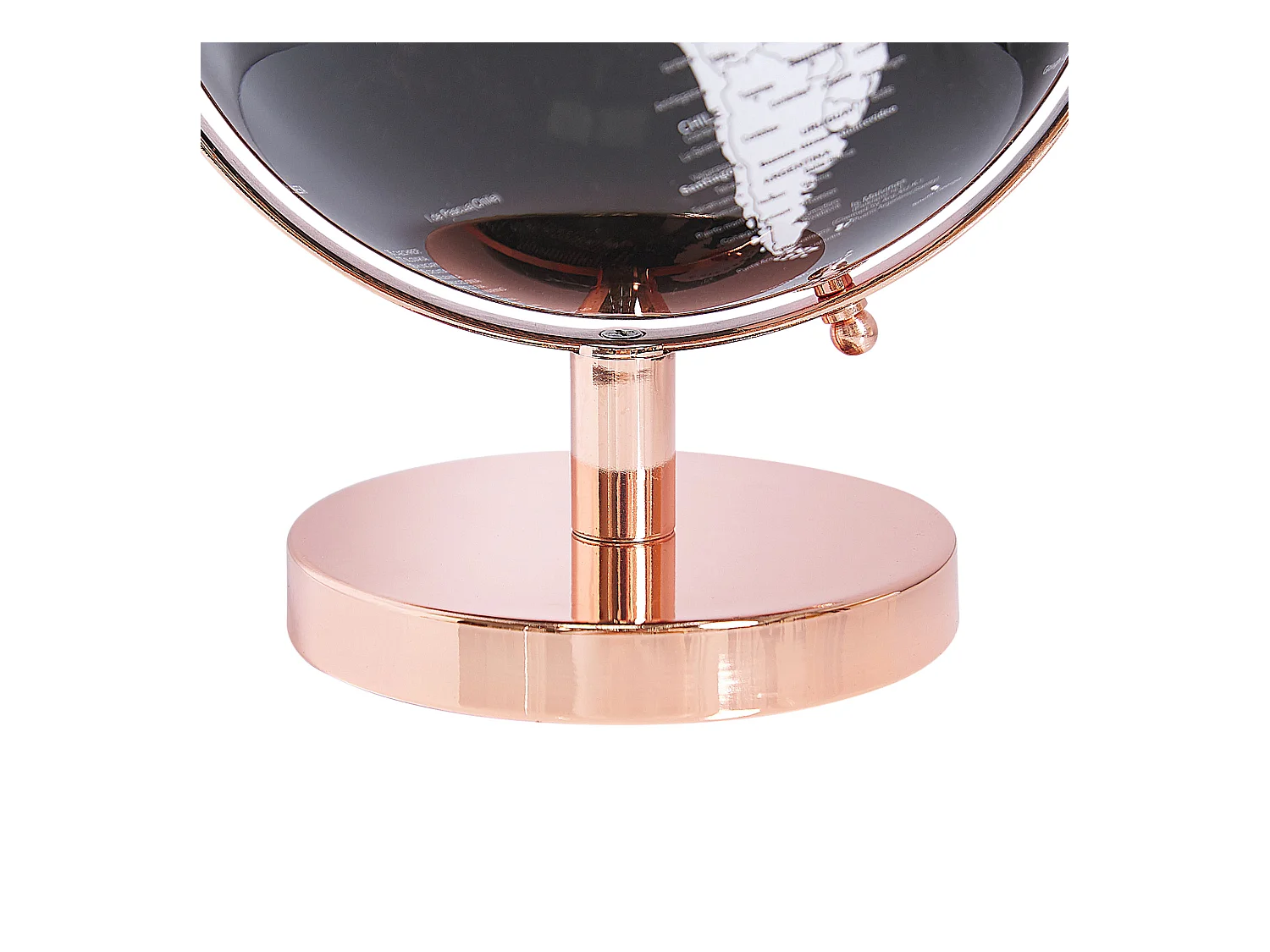 Moderner Tischglobus Weiß/Schwarz drehbar mit Metall-Standfuß in Roségold Cabot
