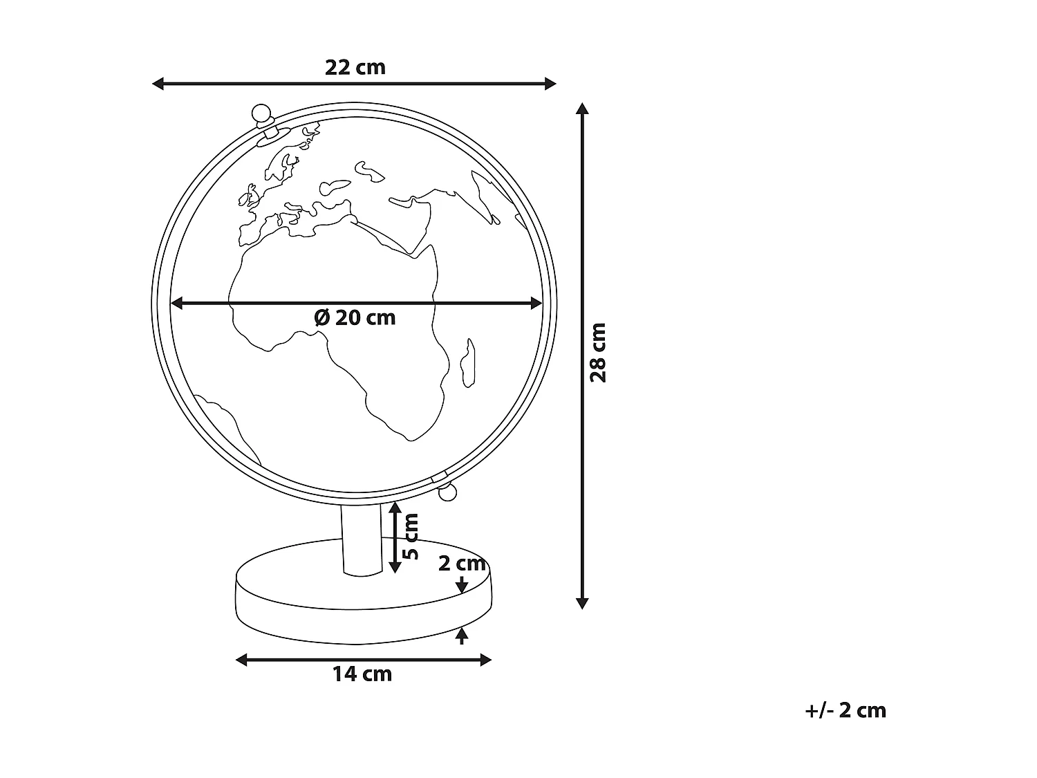 Moderner Tischglobus Silber drehbar mit Metall-Standfuß in Roségold Cabot