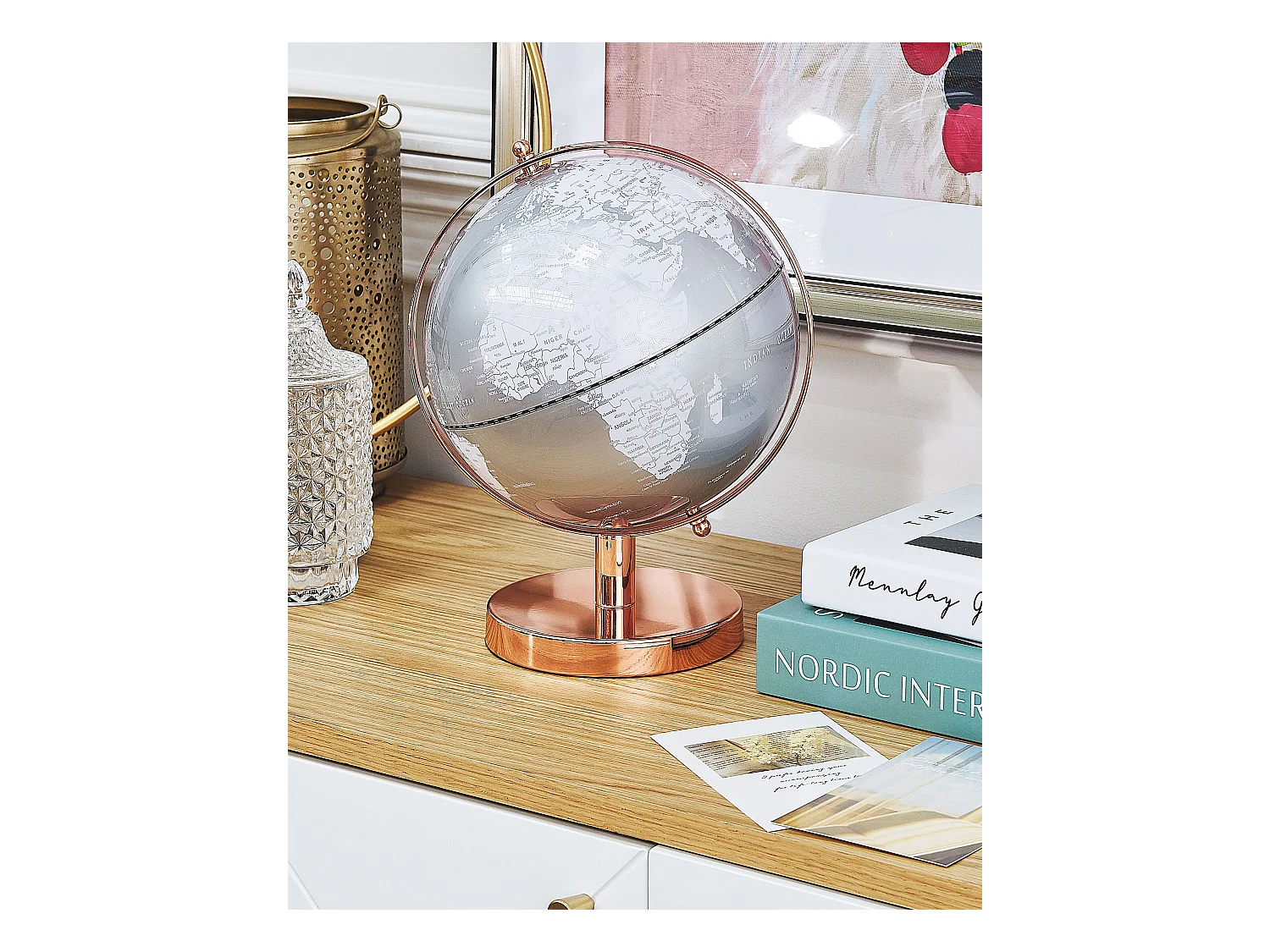 Mappamondo CABOT Argento 28 cm