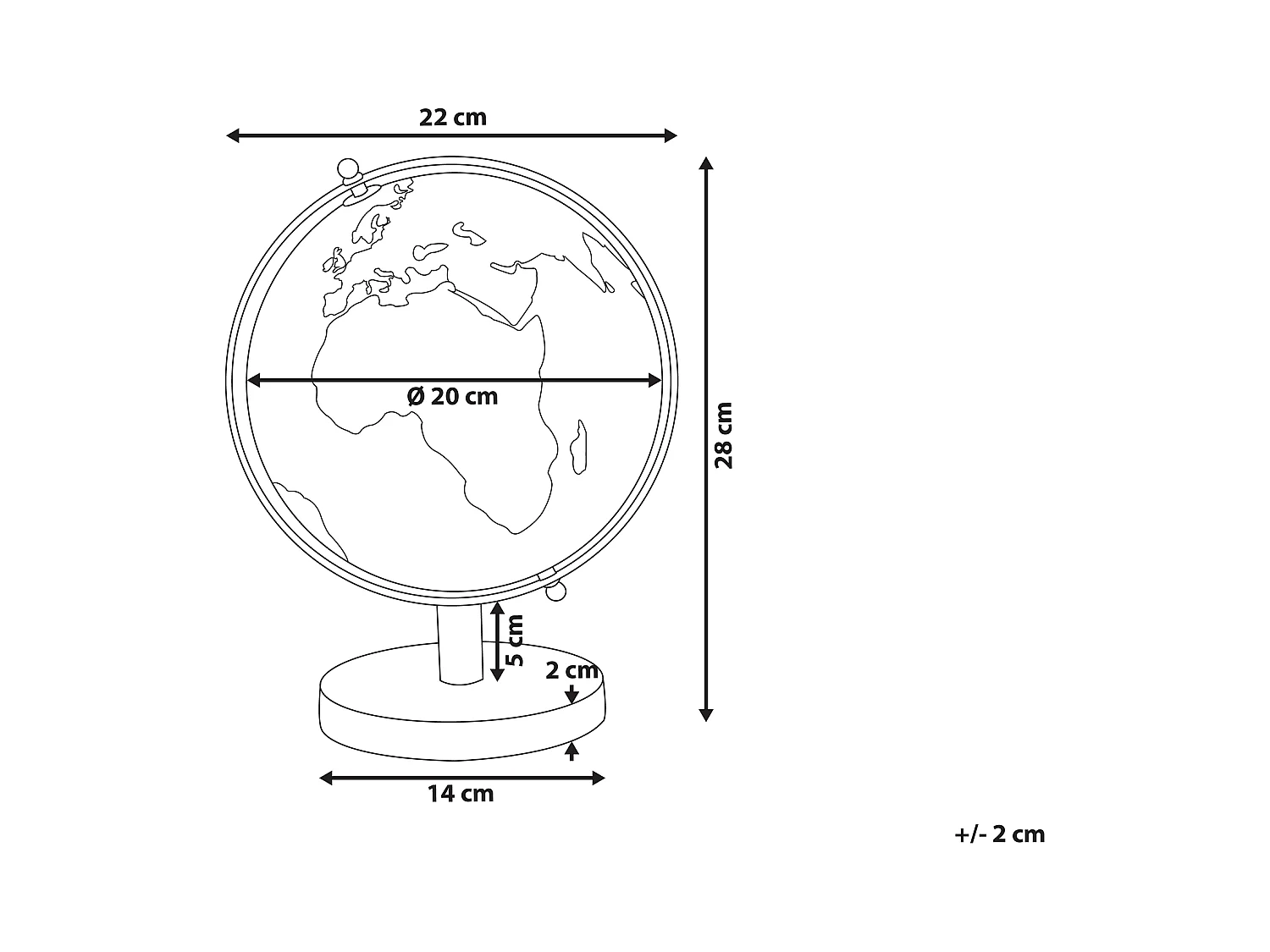 Mappamondo CABOT Argento 28 cm