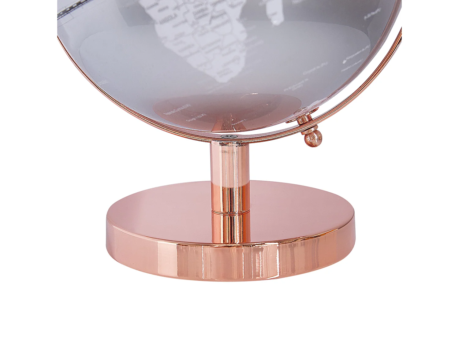 Moderner Tischglobus Silber drehbar mit Metall-Standfuß in Roségold Cabot