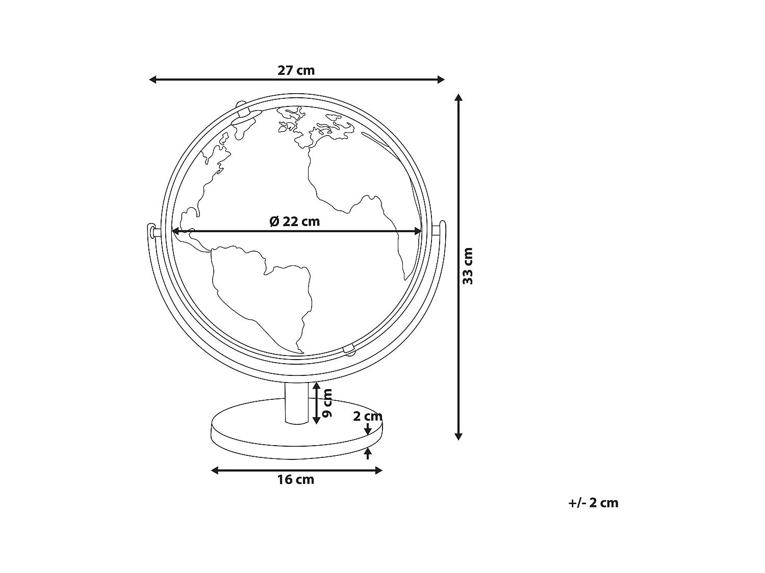 Moderner Tischglobus drehbar in Weiß und Silber mit verchromten Standfuß Drake