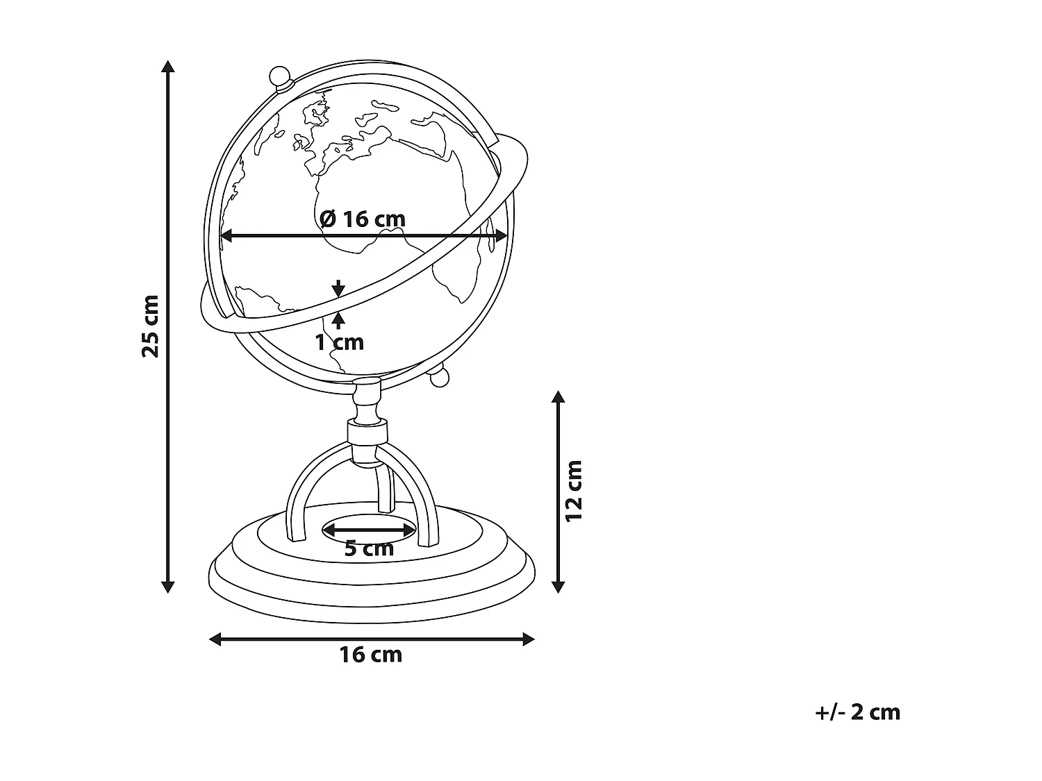 Antiker Tischglobus in Beige mit dunkelbraunem Standfuß und Kompass Pizarro