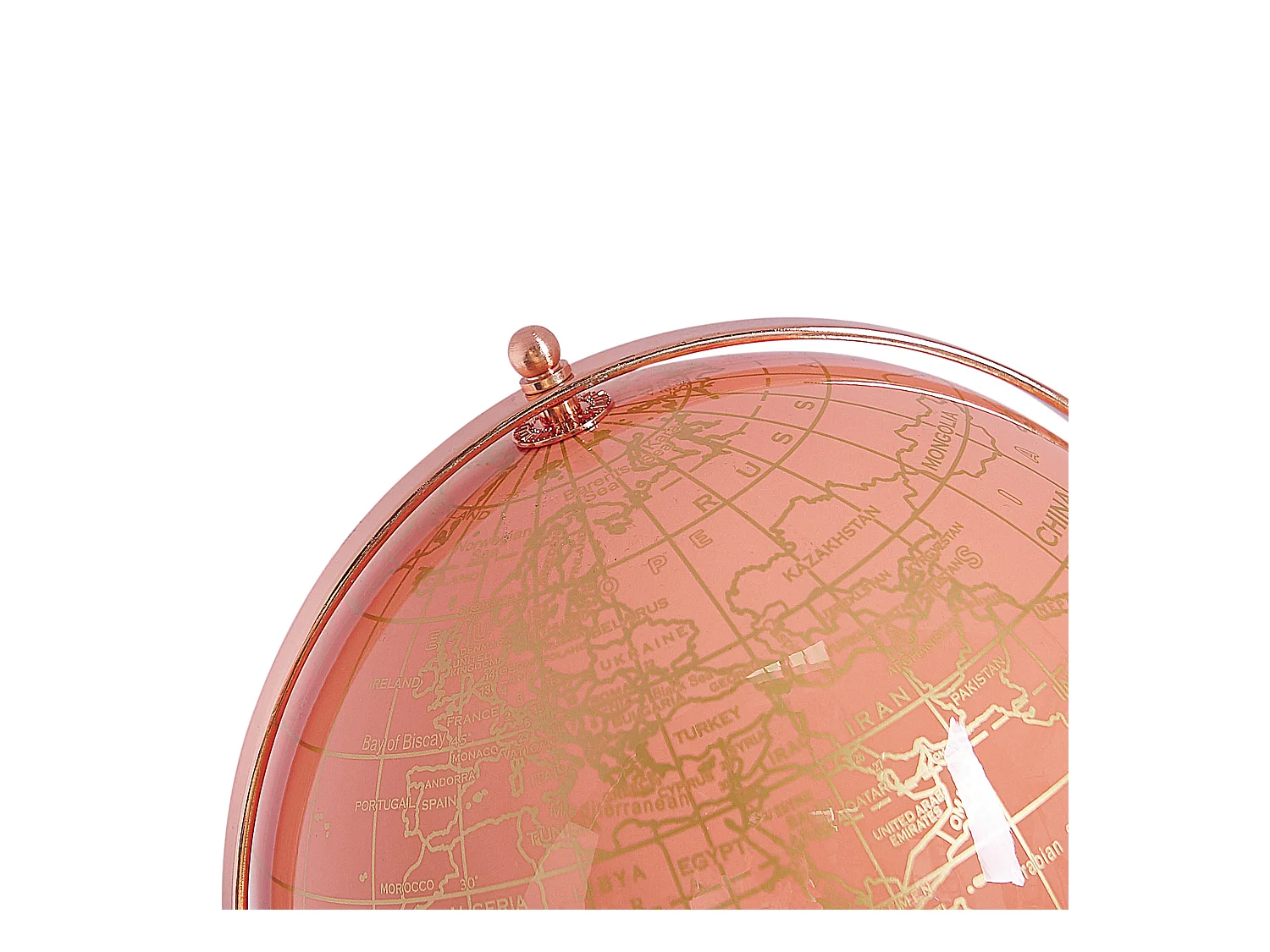 Moderner Tischglobus Rosa drehbar mit Metall-Standfuß in Roségold Cabot