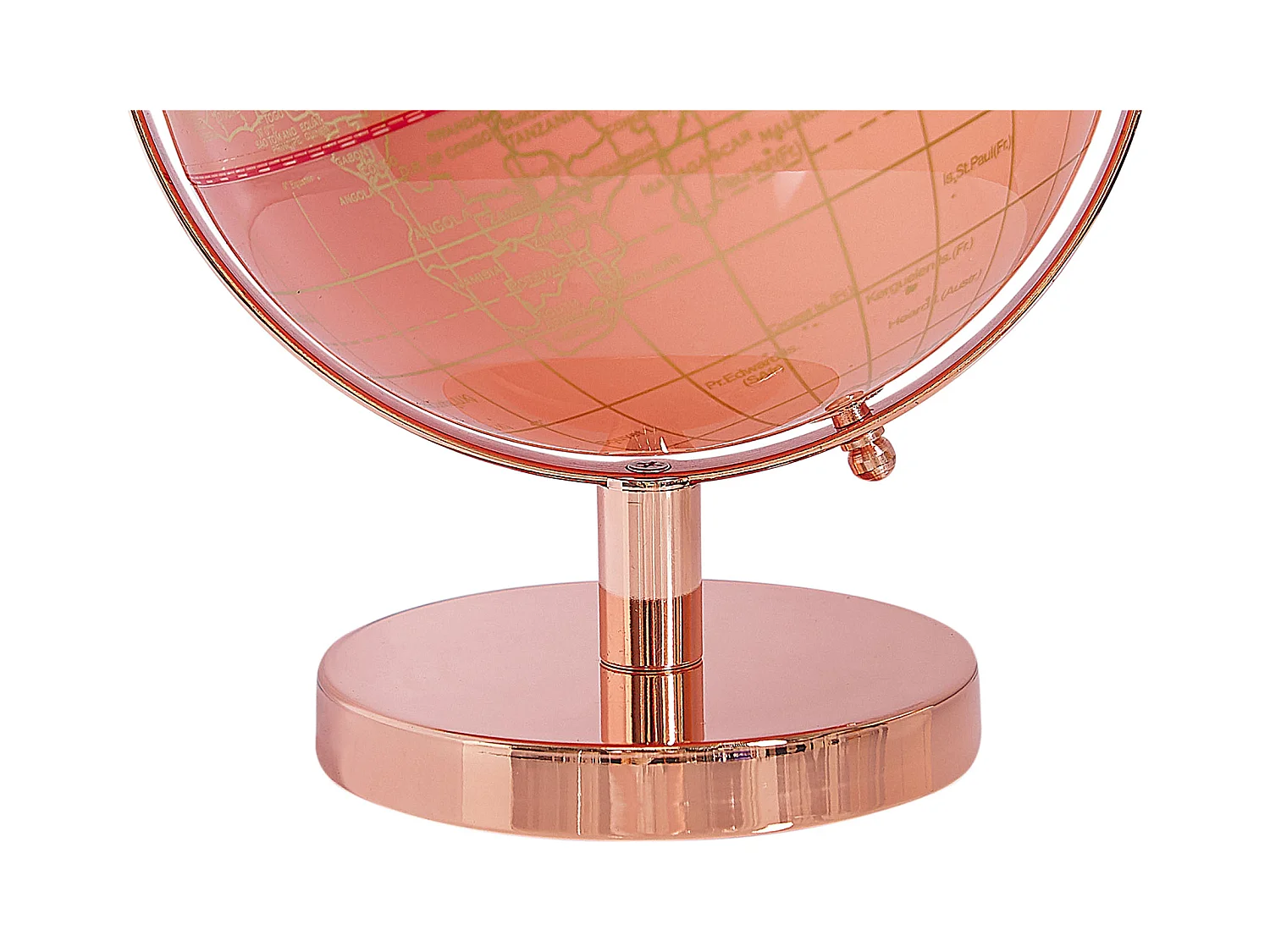 Moderner Tischglobus Rosa drehbar mit Metall-Standfuß in Roségold Cabot