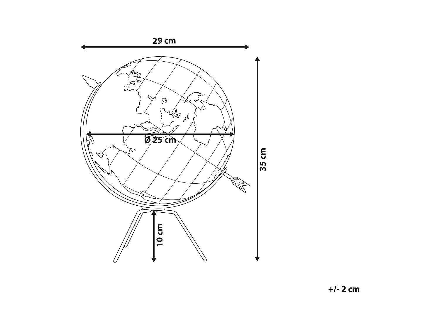 Wereldbol BATTUTA Bruin 35 cm