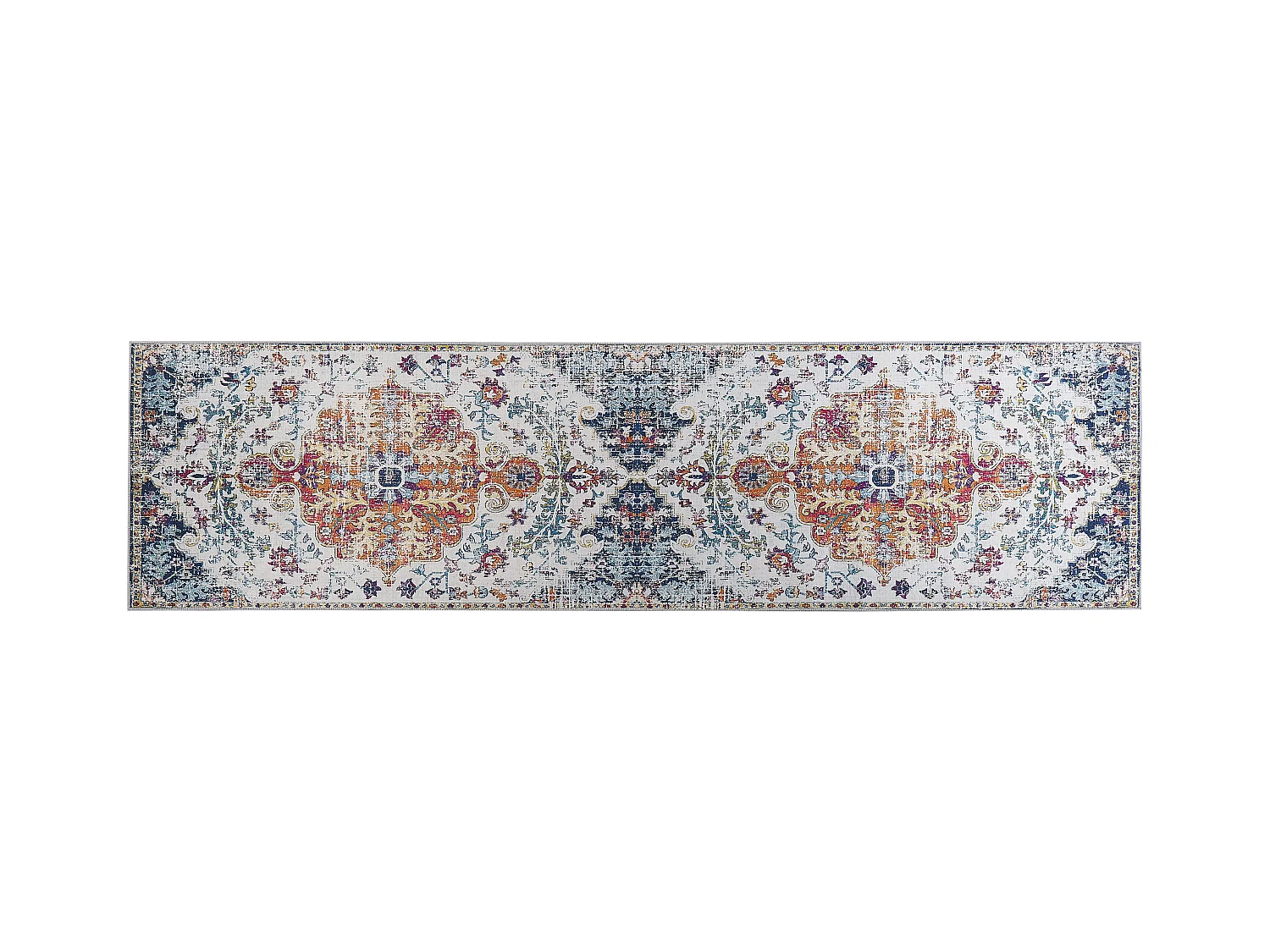 Moderner Teppich Kurzflor im Vintage-Stil 80 x 300 cm mehrfarbig Enayam