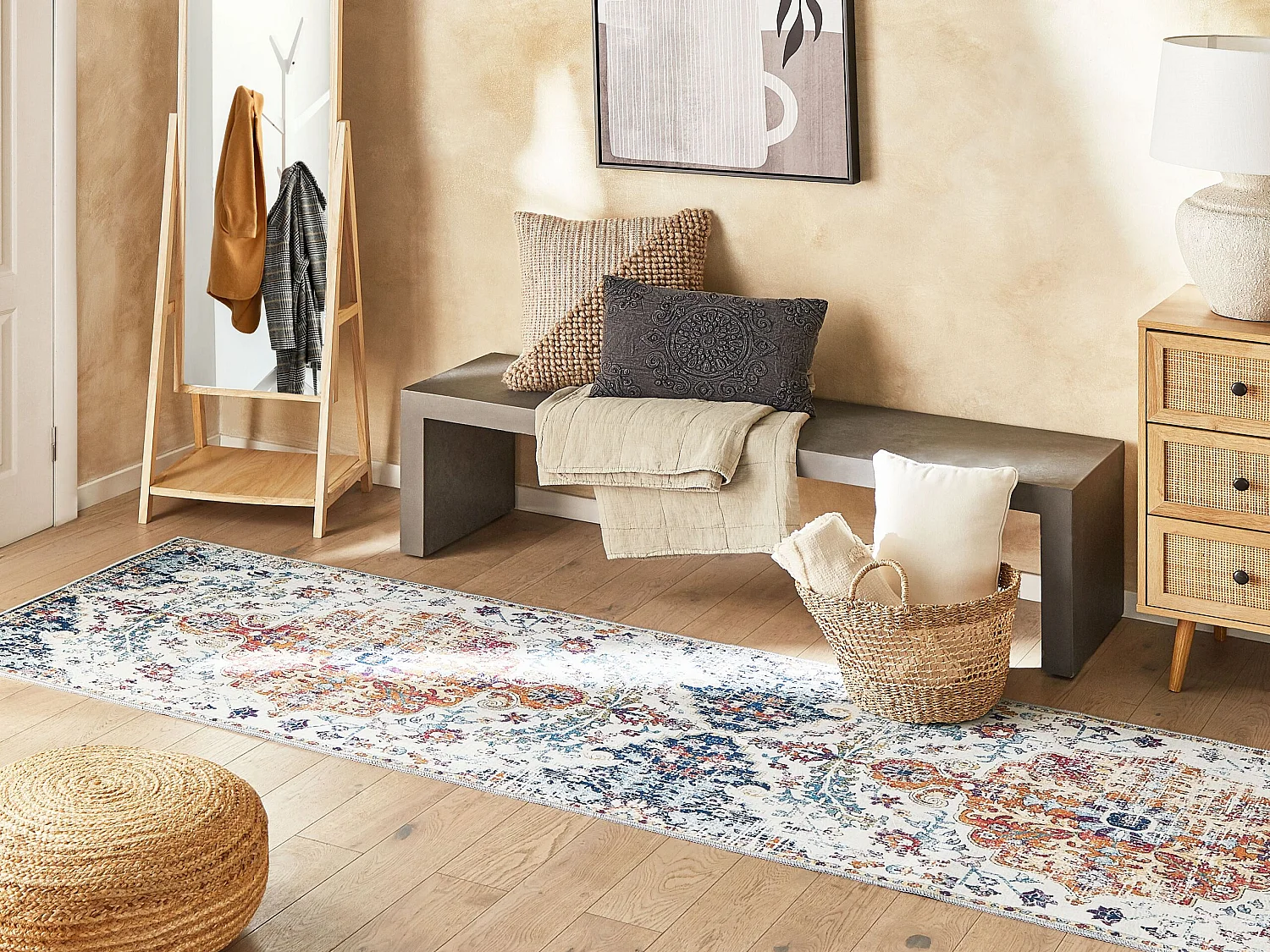 Teppich mehrfarbig orientalisches Muster 80 x 300 cm Kurzflor ENAYAM