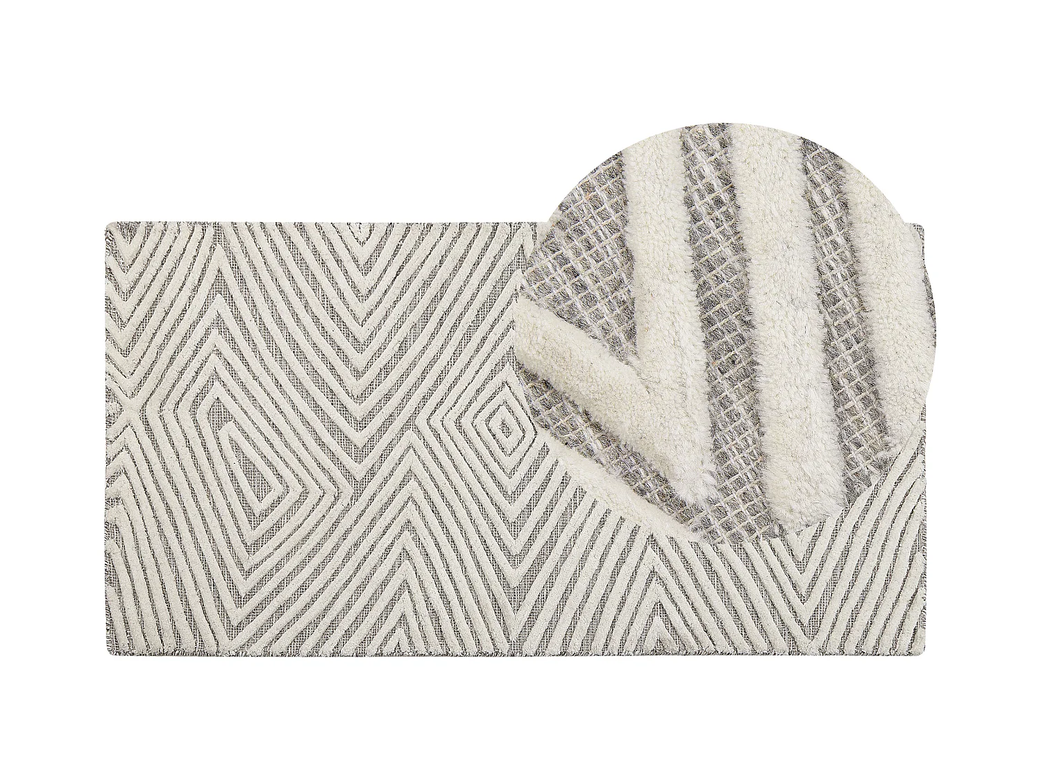 Dywan wełniany 80 x 150 cm biało-szary GOKSUN