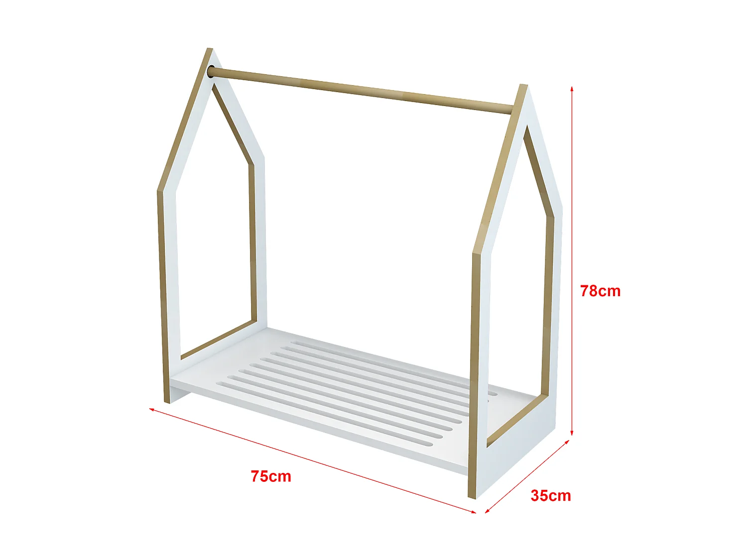 Portant à vêtements Langeskov de forme cabane pour enfant 78 x 75 x 35 cm blanc [en.casa]