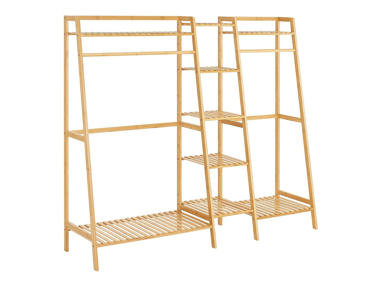 Portant à vêtements Sogndal à 2 barre de penderie bambou [en.casa]