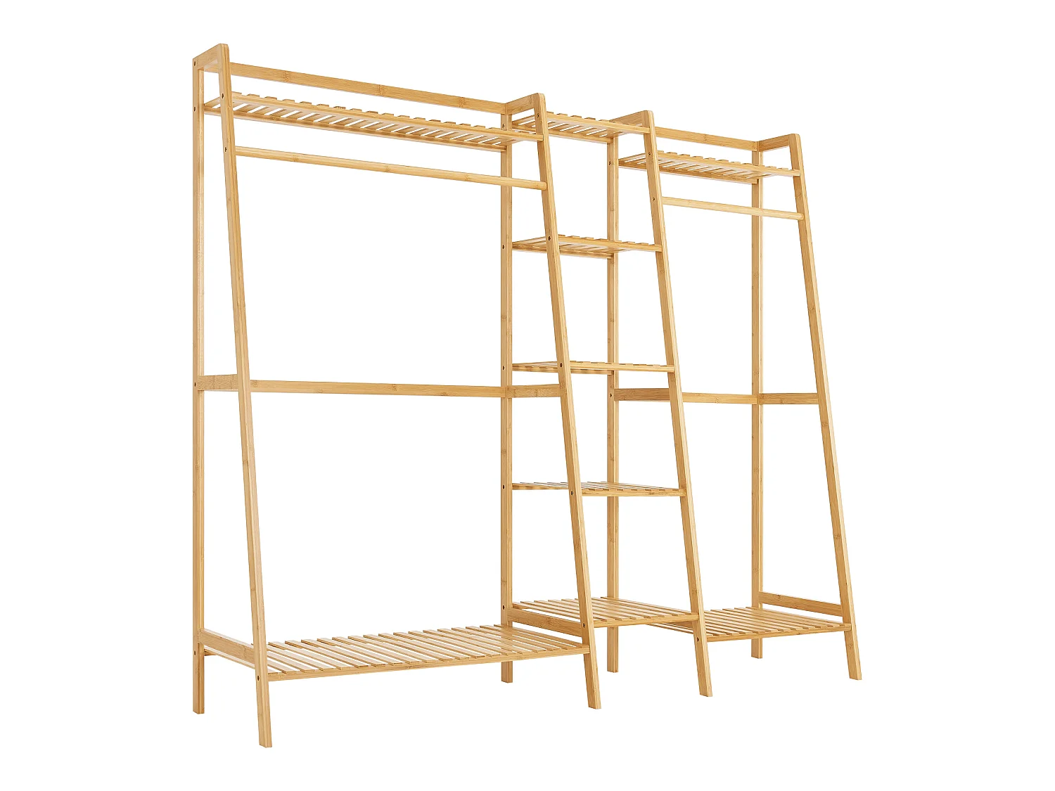 Portant à vêtements Sogndal à 2 barre de penderie bambou [en.casa]