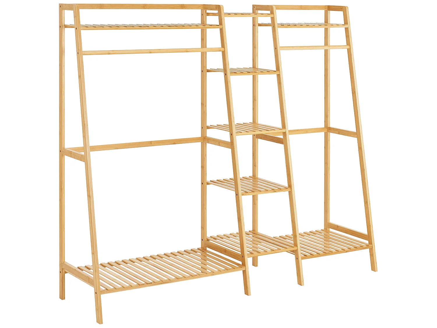 Portant à vêtements Sogndal à 2 barre de penderie bambou [en.casa]